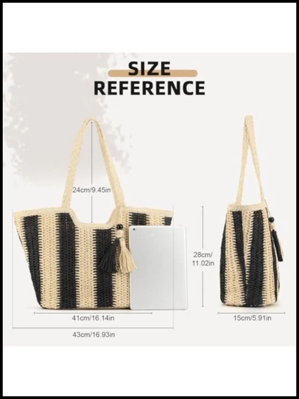 Handwoven Straw Hobo Beach Tote Bag Large Summer Shoulder Bag